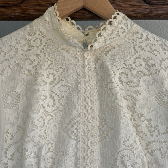 VTG Lorrie Deb San Francisco Wedding Dress Womens 11/12 Victorian Lace USA Read - Picture 9 of 14